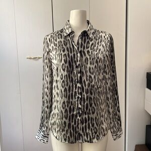 Michael Kors "Snow Leopard" Satin Blouse